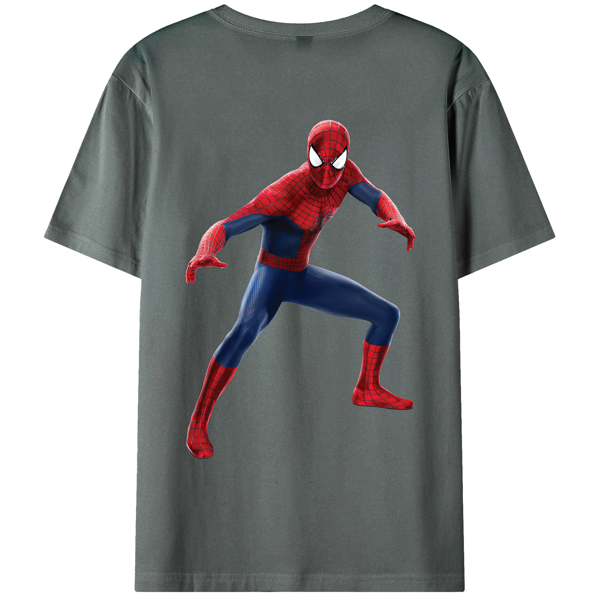 （画像用） Spider Man スパイダーマン 綿100％ メンズ半袖Tシャツ（バックプリント） 通気性